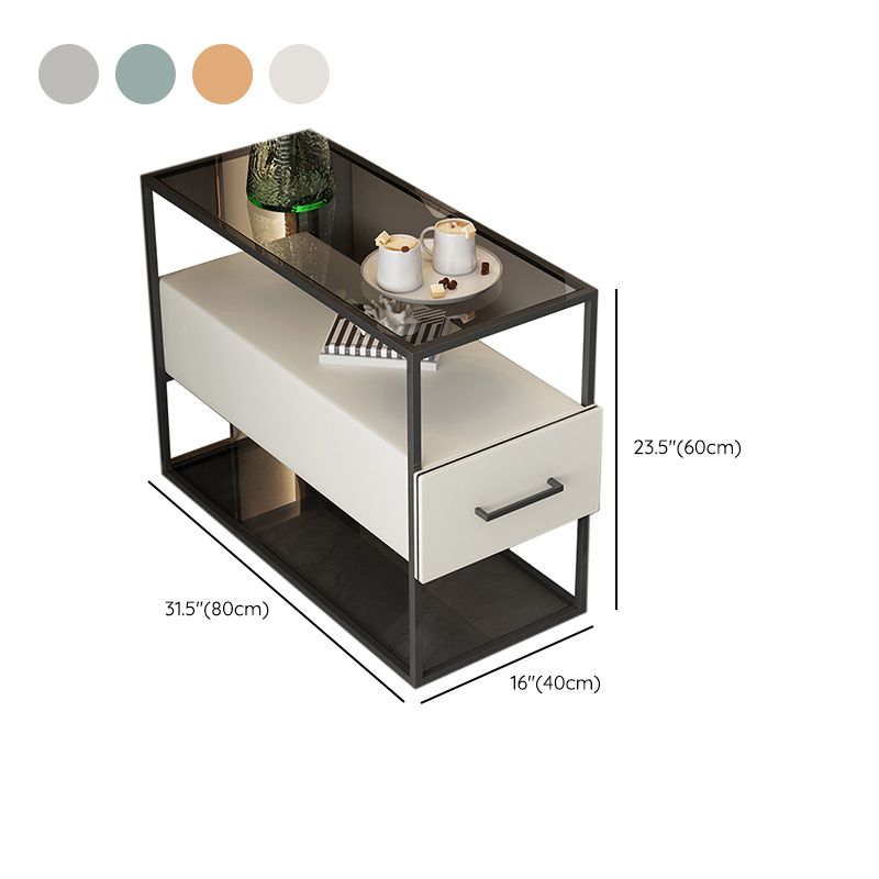 Modernistic Sofa Side Accent Table with Pedestal and 1 Drawer