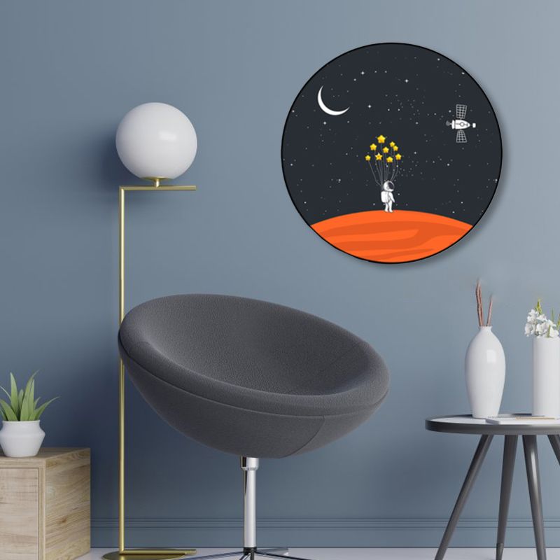 Astronaut and Moon Wall Art Decor Living Room Universe Canvas Print in Pastel Color