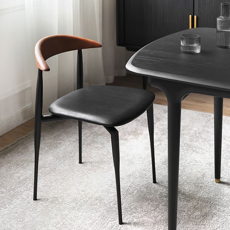 Modern Style Faux Leather Chair Open Back Stackable Dining Chair