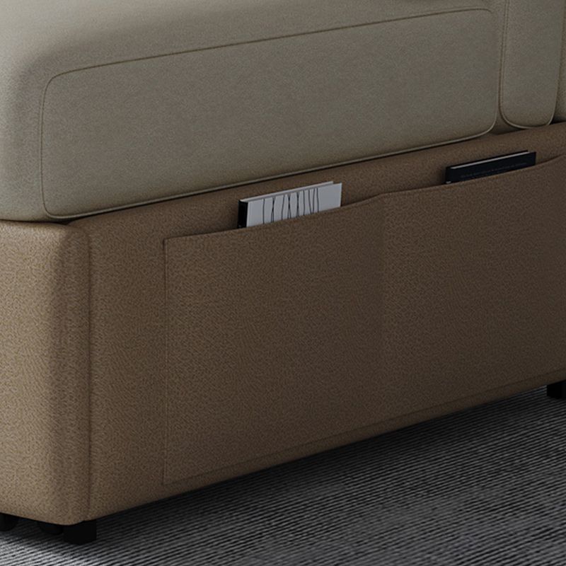 Stain Resistant Faux Leather Modern Armless Bed Sofa Couch in Beige