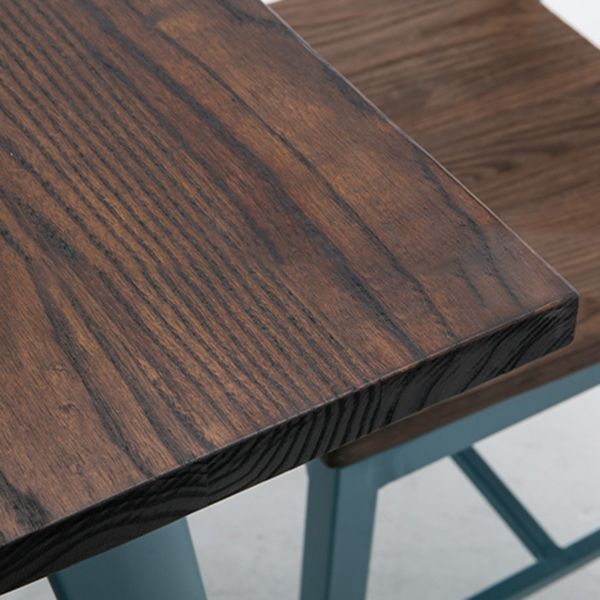 Mesa de comedor industrial de madera maciza Mesa marrón de 4 patas para comedor