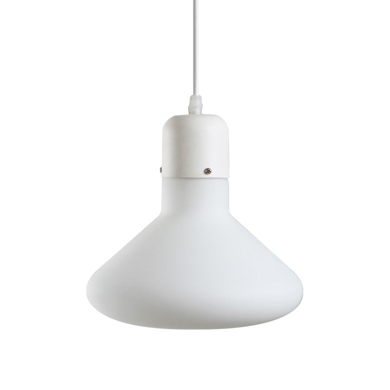 1 Light Dining Room Pendant Light Simple White Suspension Light with Cone/Globe/Cylinder Glass Design