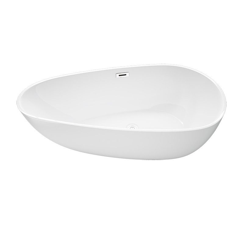 Matte Finish Oval Bathtub with Drain and Overflow Trim Acrylic Soaking Freestanding Tub