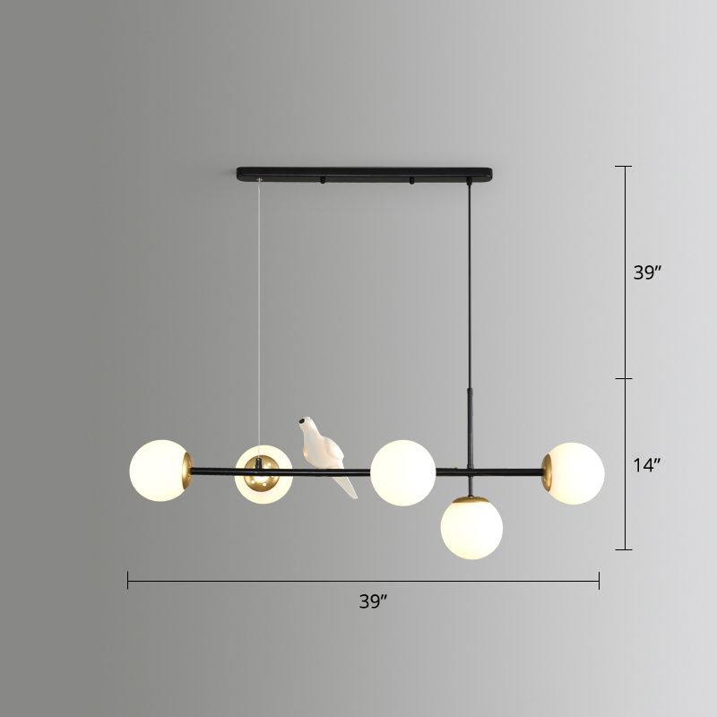 Modo Island Light Postmodern Glass 5-Light Suspended Lighting Fixture for Restaurant