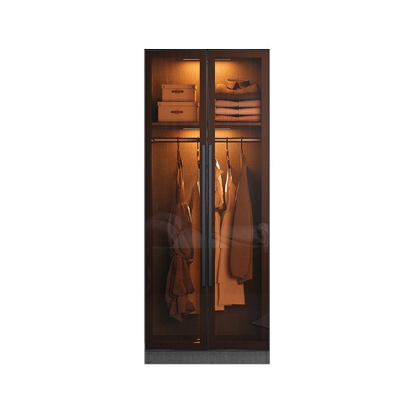 Glass and Wood Wardrobe Cabinet Contemporary Wardrobe Closet