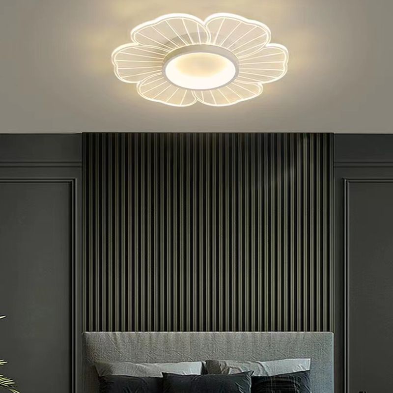 Flower Shape Flush Mount Modern Style Acrylic 1 Lights Led Flush Mount in White