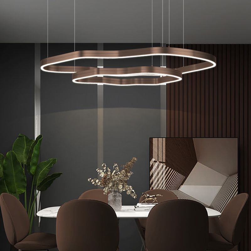 Modern Terrace Shape Chandelier Aluminum Multi-Layer LED Chandelier Pendant Lamps for Living Room