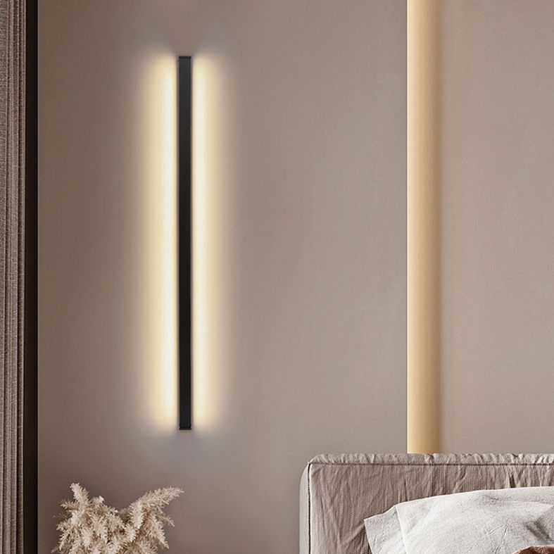 Slim Stick Wall Mount Lighting Minimalist Metallic LED Hallway Surface Wall Sconce in Black