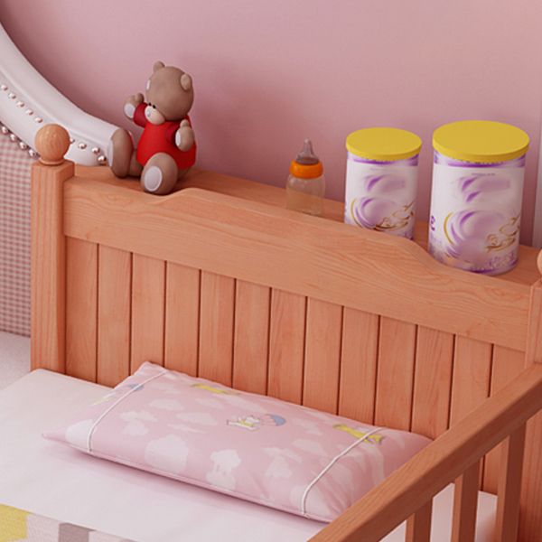 Washed Natural Nursery Crib Solid Wood Contemporary with Guardrail