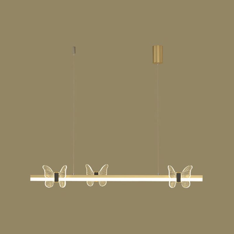 Linear Island Light Modern Lighting Chandelier Metal 1 Light Pendant Light Fixture