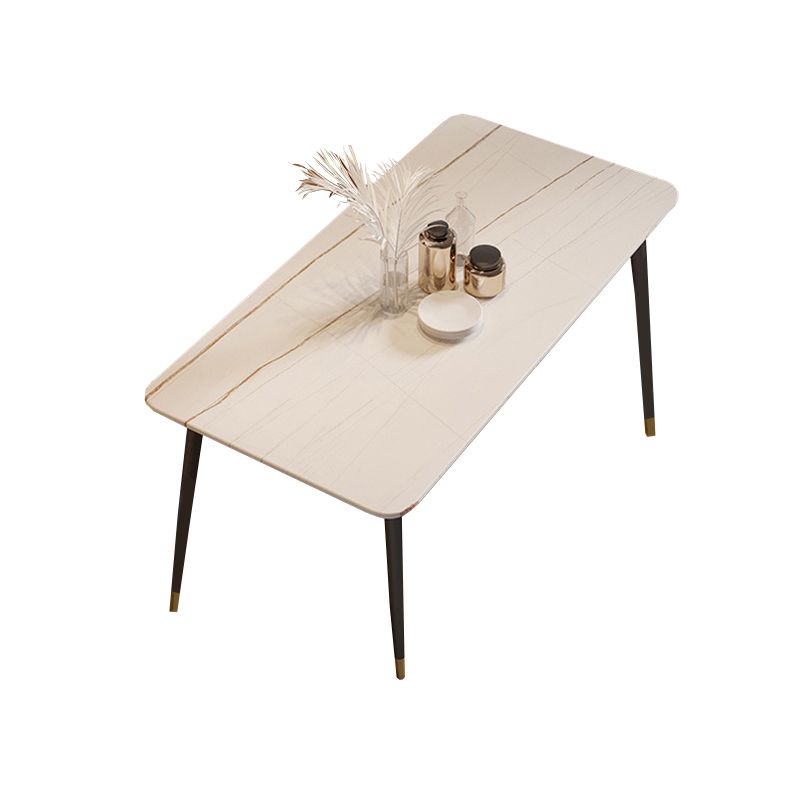 Rectangle Black Base Dining Table Modern Stone Table for Living Room