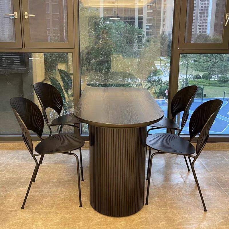Oval Dining Table for Restaurant Contemporary Kitchen Table with Black Double Pedestal