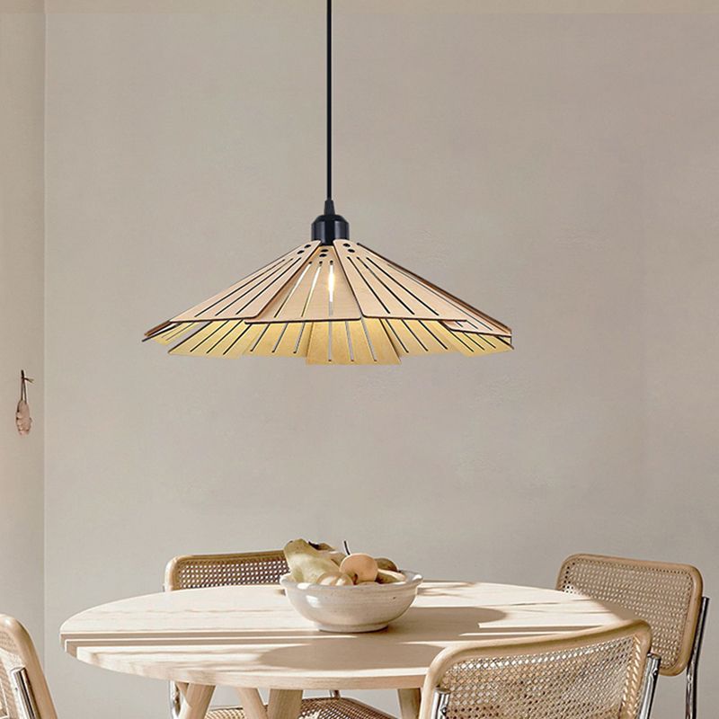 Côté à cône en bois Éclairage pendentif style moderne 1 lumière suspendue pour le salon