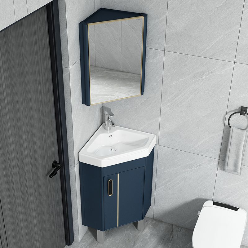 Triangular Vanity Set Single Sink Glam Corner Vanity with Soft Close Door