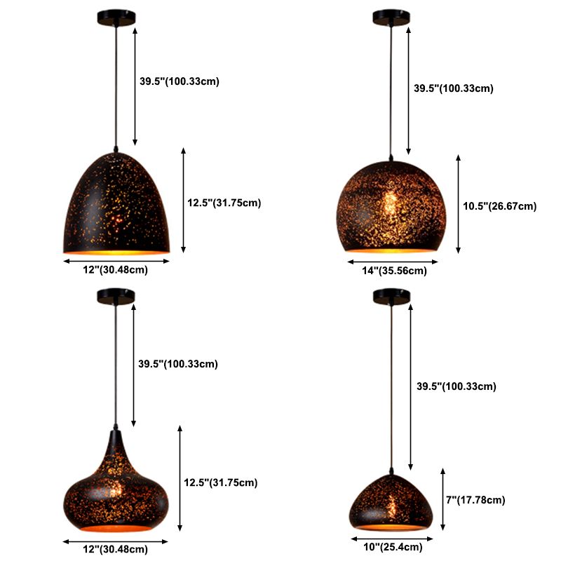 Luz colgante minimalista moderna, luces colgantes colgantes metálicas de una sola de bomba en negro