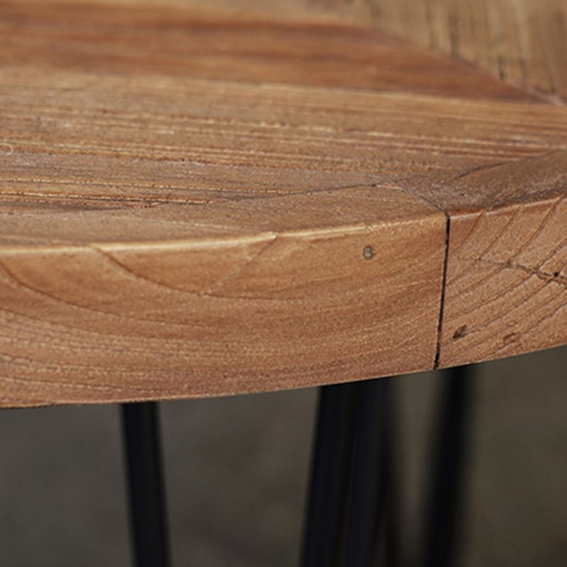 Nordic Style Cocktail Table Brown Elm Wood Top Metal Base Round/square Coffee Table