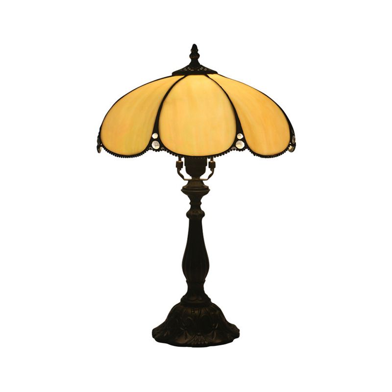 Lampe à table festonée beige baroque élégant coche simple tache de nuit en verre pour chambre à coucher