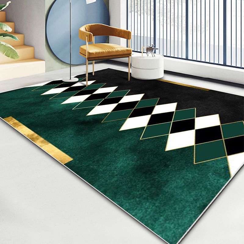 Gorgeous Area Carpet Trendy Atrovirens Rug Washable Polyster Carpet with Non-Slip Backing