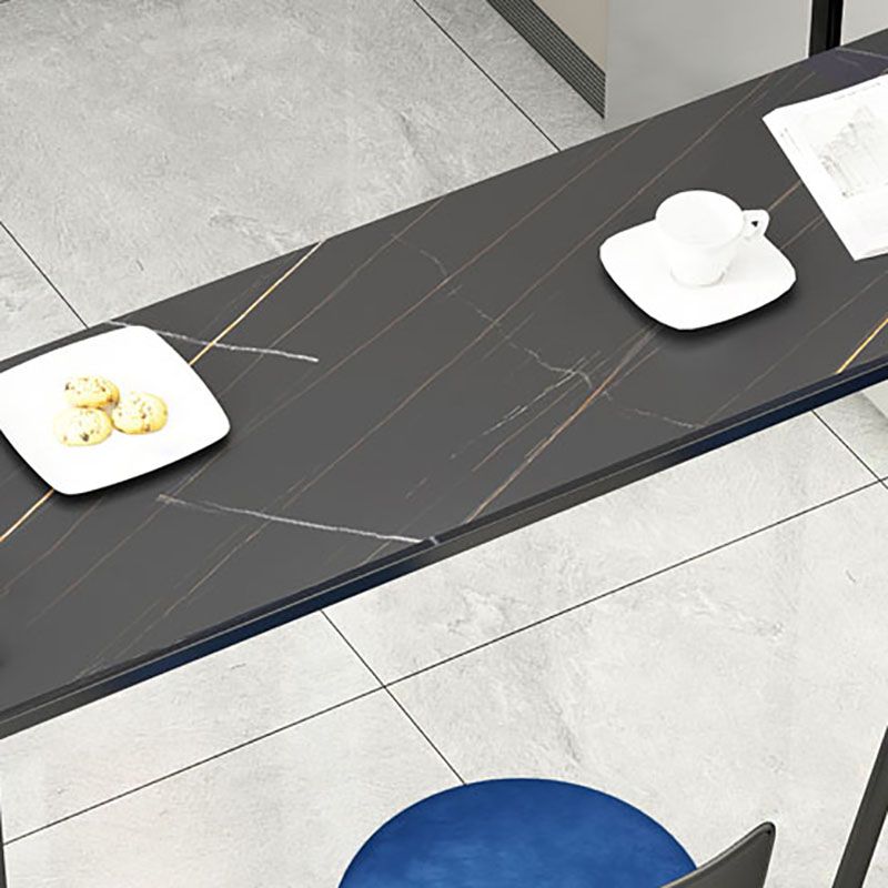 Mesa de barra de hierro negro industrial Faux Marble Top Rectangular Indoor 41.3 "H Mesa Bistro