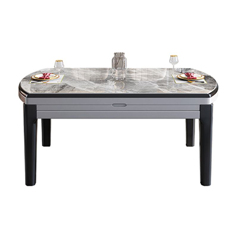 Modern Scalable Stone Dining Table Rubber Wood Legs for Dining Room