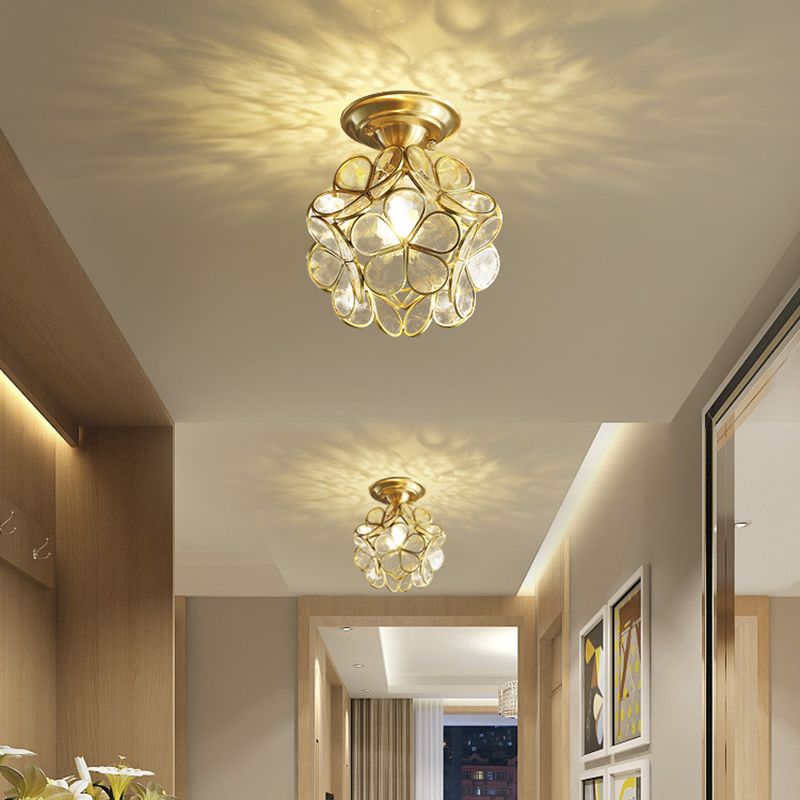 Ceiling Mounted Fixture Minimalist Style Shaded Glass Close to Ceiling Lighting Fixture