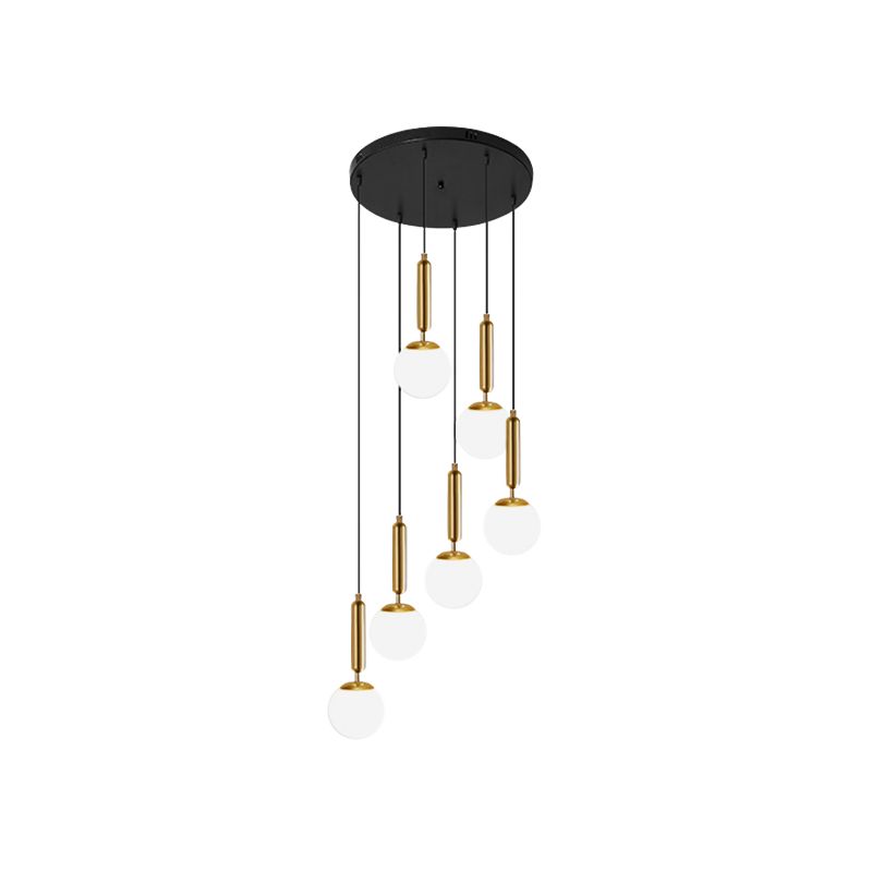 Opal Glass Global Multiple Hanging Light Simplicity Suspension Lighting for Stairs