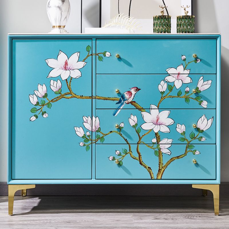 Glam Combo Dresser Horizontal Stone Storage Chest Dresser for Bedroom