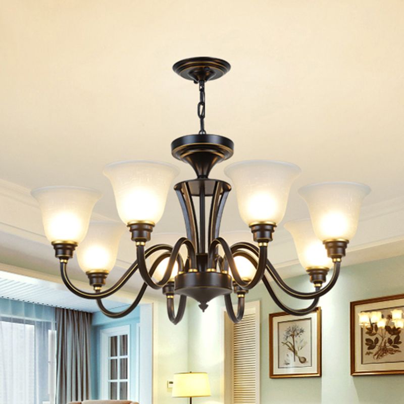 Handblown Glass Bell Suspension Light Rustic Living Room Chandelier Light Fixture