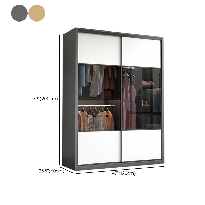 Sliding Wardrobe Closet Engineered Wood Wardrobe Armoire for Bedroom