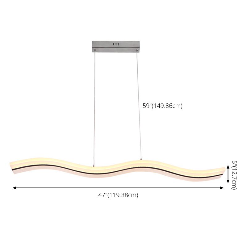 White Wave Island Lighting Fixture Modern Style LED Acrylic Pendant Lighting Fixture