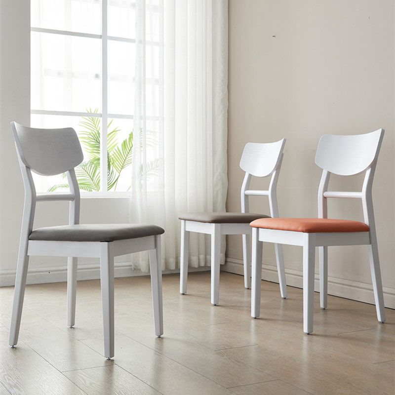 Scandinavian Leather Dining Chairs for Home Open Back Side Chair