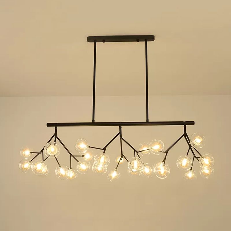 27 Bubbles Island Lighting Contemporary Metal Hanging Chandelier in Black Finish