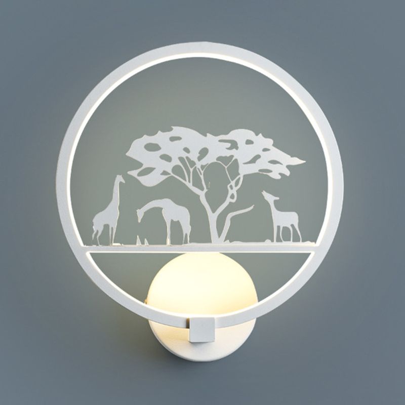 Nordic Style Metal Wall Light Round 10" Wide Wall Sconce for Living Room