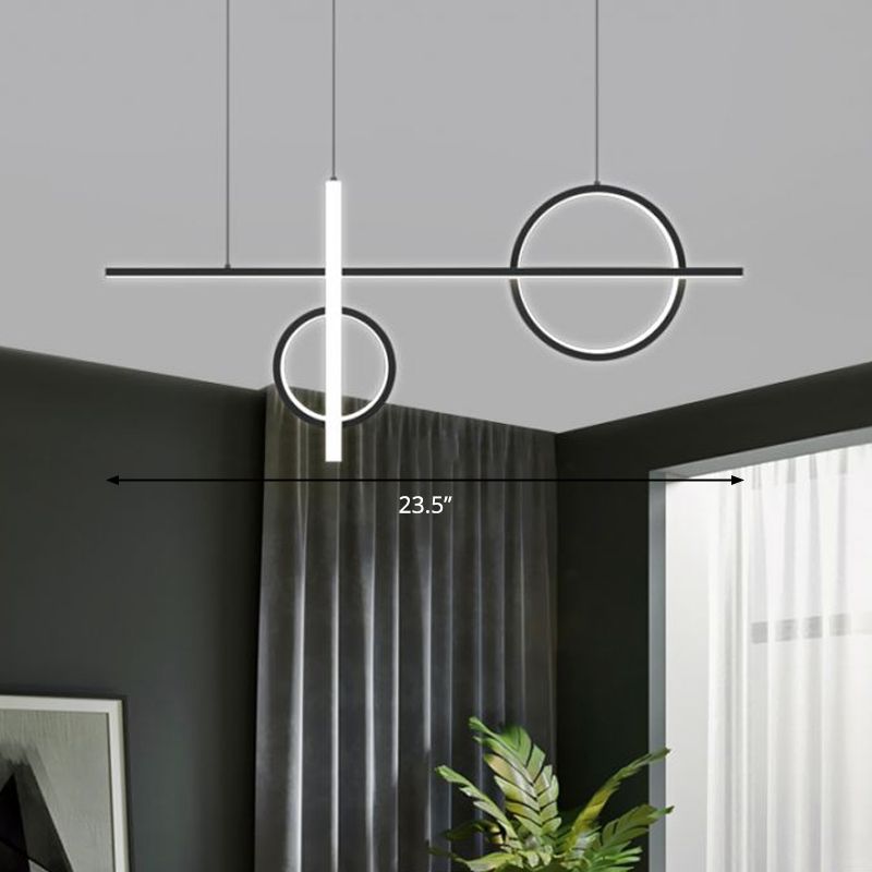 Crossed Island Pendant Light Novelty Minimalist Acrylic Black LED Suspension Light