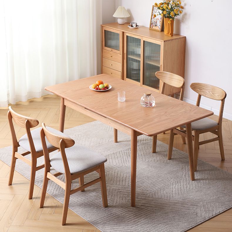 Mesa de comedor de madera de cereza extensible en la naturaleza Mesa de cocina rectangular con 4 patas