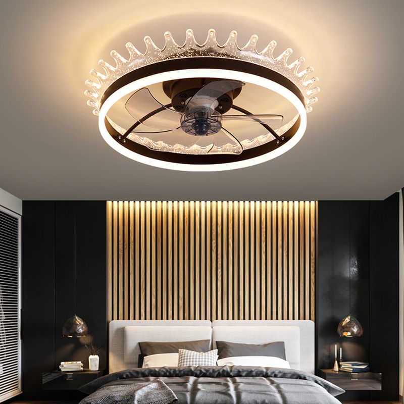 Minimalist LED Ceiling Fan Light Circular Semi Flush Ceiling Light with Acrylic Shade