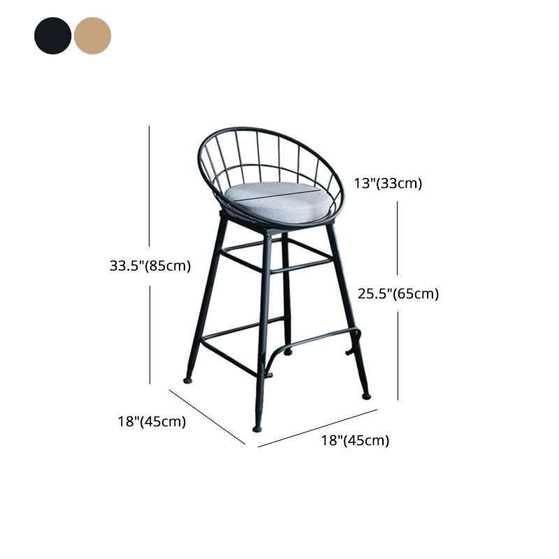 Scandinavian Design Bucket Counter Stool for Home Upholstered Bar Stools with Metal Base