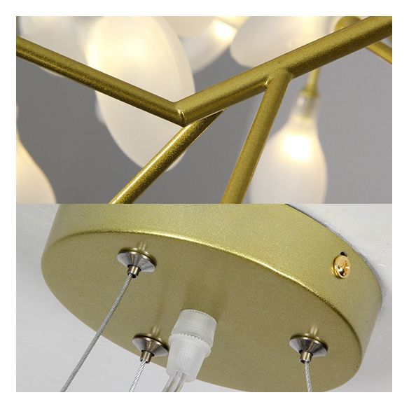 31,5 "/35,5" W Lampada a sospensione a forma di foglia moderna moderna Lampaggio multipla il lampadario del lampadario in nero in nero/oro