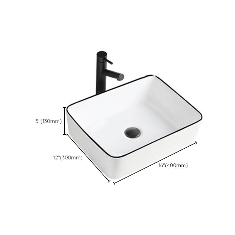 Contemporary Bathroom Sink Porcelain Rectangular Vessel Sink(Not Including Faucet)