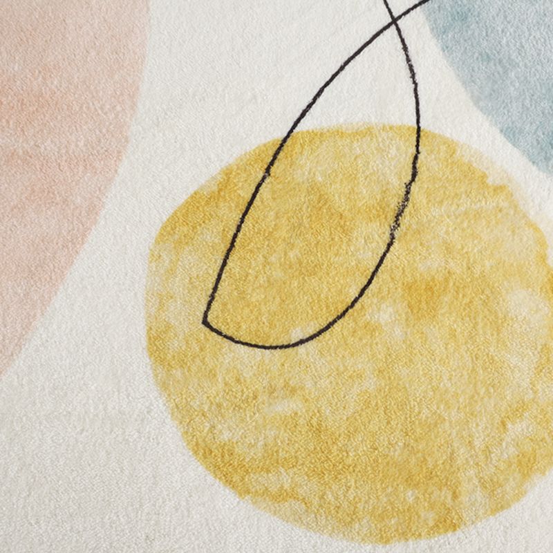 Casual Color Block Carpet White Tone Polyester Rug Anti-Slip Backing Carpet for Living Room