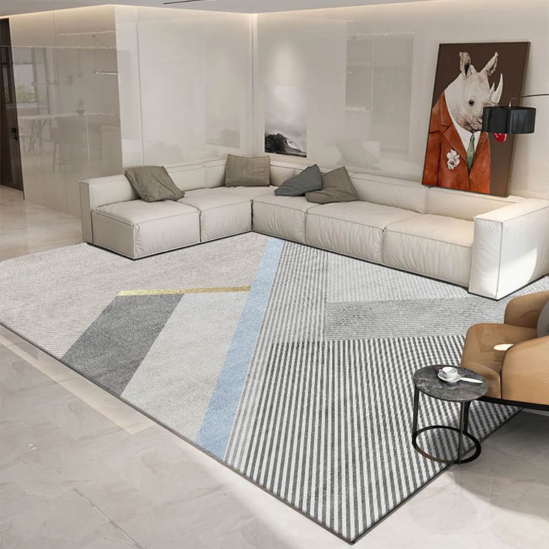 Rectangle Shape Rug Living Room Light Luxury Carpet Polyester Washable Area Rug