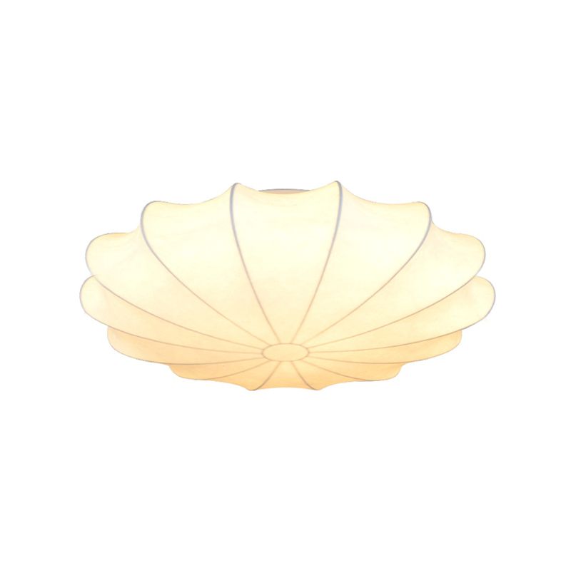 White Flower Flush Ceiling Light Contemporary 1 Light Fabric Flush Mount Lamp for Hallway