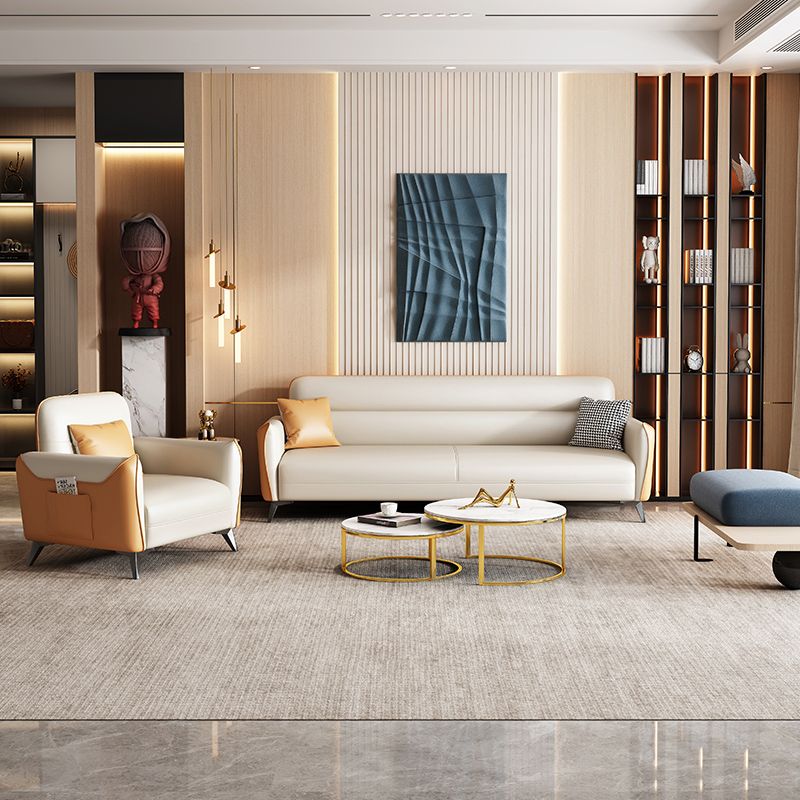 32.3" H 3-seater Faux Leather Square Arm Sofa for Living Room with storage