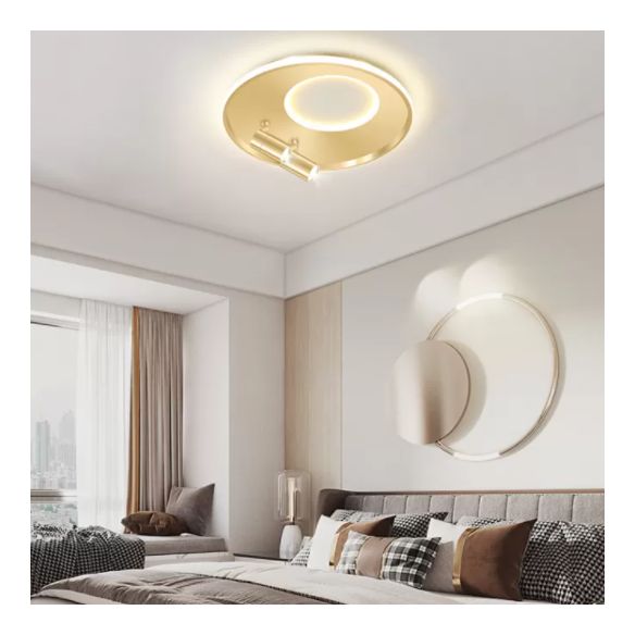 New Modern LED Flush Ceiling Lights Iron Circular Flush Mount Lamp with 2 Spotlights