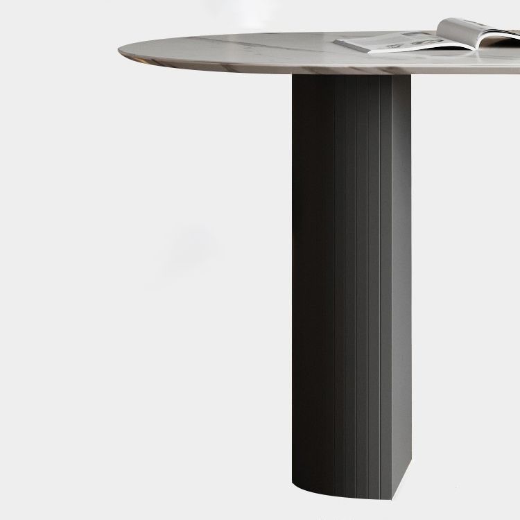 Sintered Stone Doppelpodesttisch Einfachheit Esstisch Oval für Zuhause