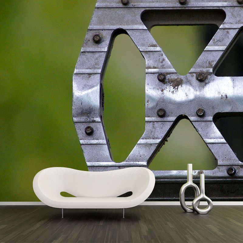 Industrial Style Metal Removable Wall Mural for Sitting Room, Moisture Resistant