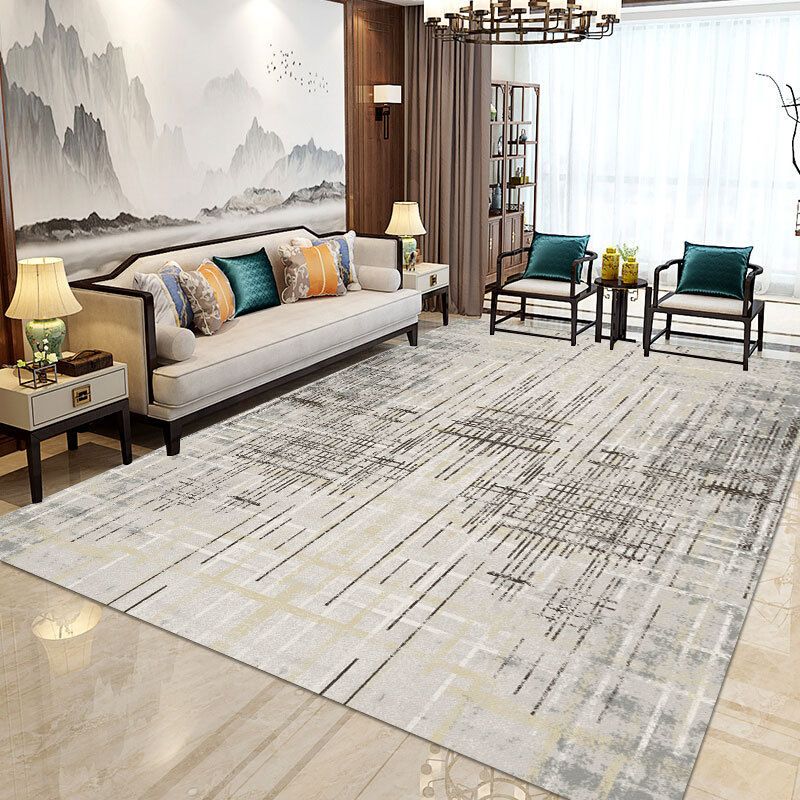 Modern Home Decorative Rug Multi Colored Geometry Area Rug Polypropylene Washable Stain Resistant Non-Slip Backing Rug