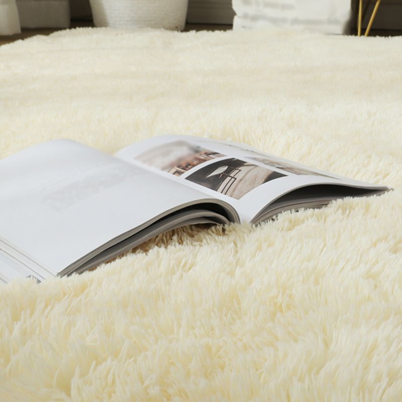 Simple Indoor Room Rug Pink Pure Color Carpet Polyester Non-Split Indoor Carpet