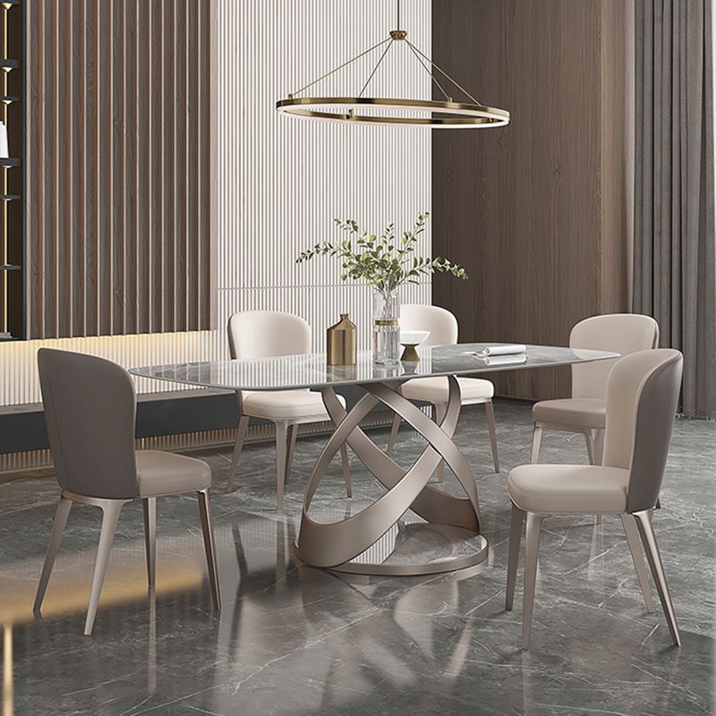 1/4/5/6/7 PCS Metal Glam Glam Dining Room Ensemble avec une table de dinet de table rectangle