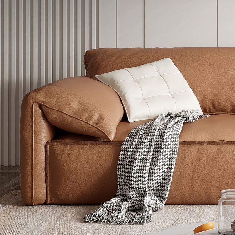 Modern Sewn Pillow Back Sofa 31.49" H Faux Leather Pillow Top Arm Sofa
